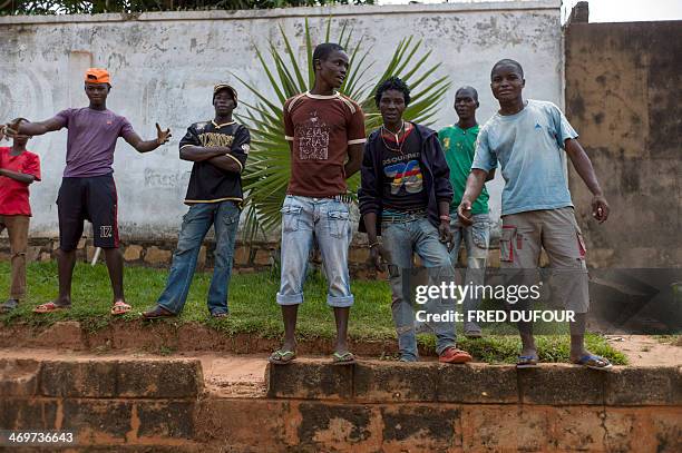 Young people pose in Berberati, southwest of Central African Republic, on February 16, 2014. Troops from several EU countries will begin deploying in...