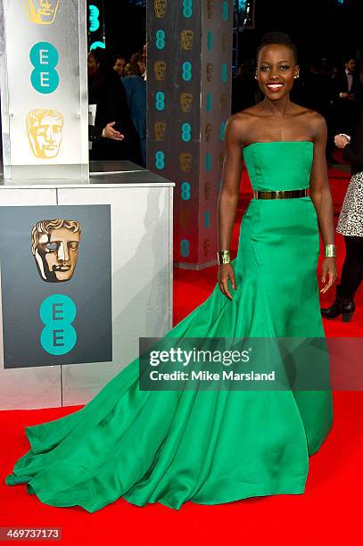 Lupita Nyong'o attends the EE British Academy Film Awards 2014 at The Royal Opera House on February 16, 2014 in London, England.