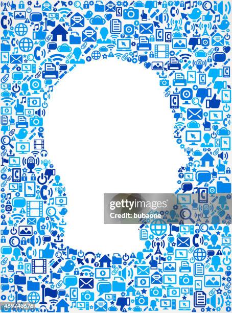 male profile on vector technology pattern background - child computer white background stock illustrations