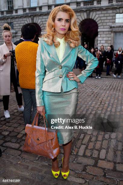 Paloma Faith is sighted arriving at Vivienne Westwood Red Label, at Somerset House during London Fashion Week on February 16, 2014 in London, England.