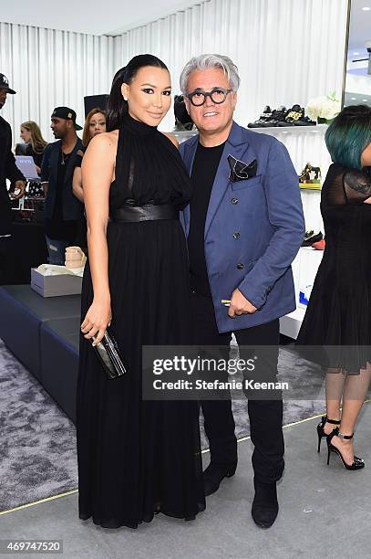 Actress Naya Rivera and designer Giuseppe Zanotti attend the Giuseppe Zanotti Beverly Hills Store Opening on April 14, 2015 in Beverly Hills,...