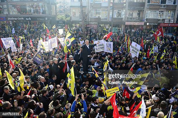 Fenerbahce President Aziz Yldrm takes part in the Justice for Turkey, Justice for Fenerbahce rally at Bagdat Avenue in Istanbul, Turkey, on February...