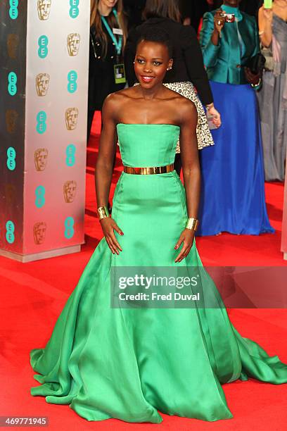 Lupita Nyong'o attends the EE British Academy Film Awards 2014 at The Royal Opera House on February 16, 2014 in London, England.