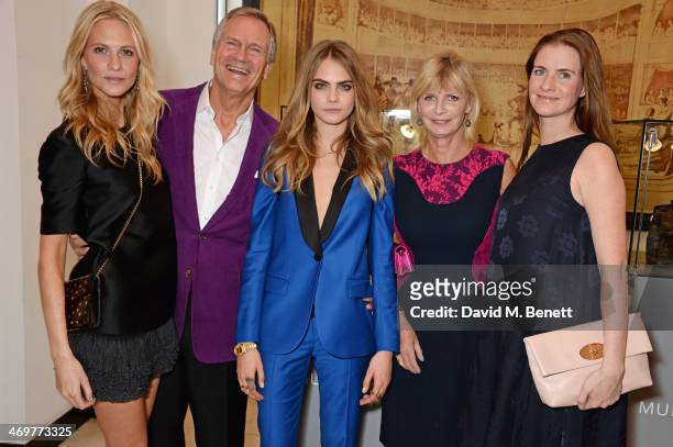 Poppy Delevingne, Charles Delevingne, Cara Delevingne, Pandora Delevingne and Chloe Delevingne attend the Mulberry dinner to celebrate the launch of...