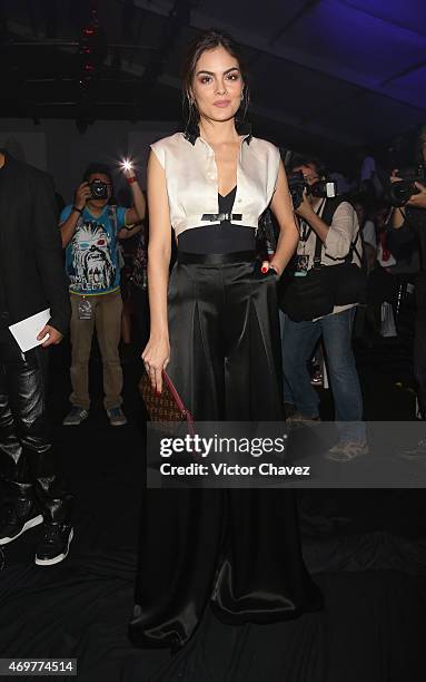 Ximena Navarrete attends the first day of Mercedes-Benz Fashion Week México Autumn/Winter 2015 at Campo Marte on April 14, 2015 in Mexico City,...