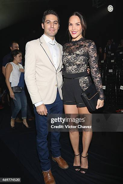 Renato Lopez and Alexa Ivan attend the first day of Mercedes-Benz Fashion Week México Autumn/Winter 2015 at Campo Marte on April 14, 2015 in Mexico...