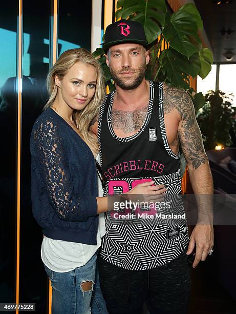 Ianthe Rose Cochrane-Stack and Calum Best attend the New Look Men's party at Mondrian Hotel on April 14, 2015 in London, England.