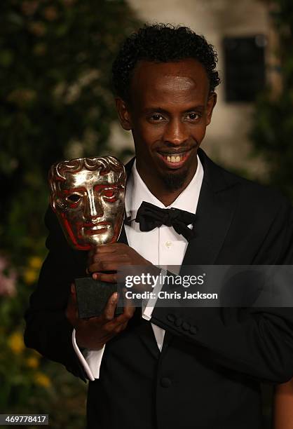 Barkhad Abdi attends an official dinner party after the EE British Academy Film Awards at The Grosvenor House Hotel on February 16, 2014 in London,...