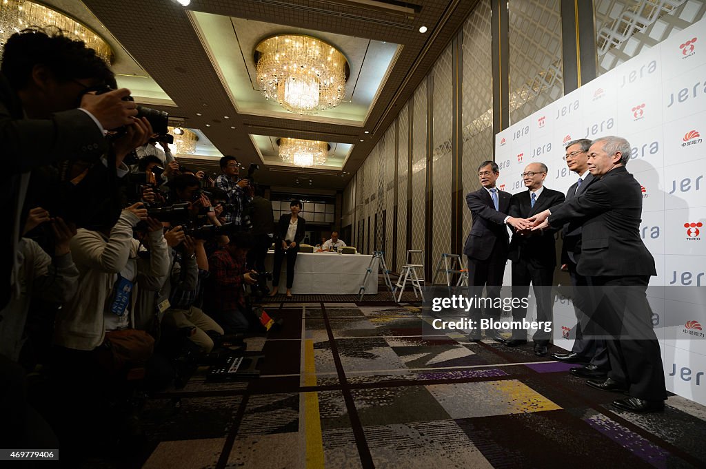 Tokyo Electric Power Co. President Naomi Hirose And Chubu Electric Power Co. President Akihisa Mizuno News Conference