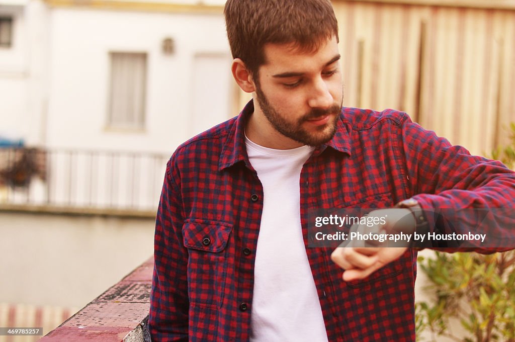 Man checking watch