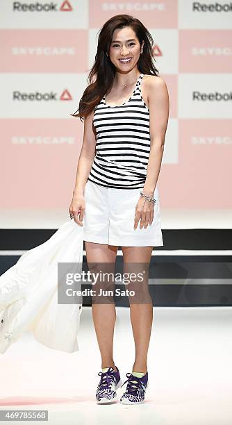 Model Anne Nakamura attends the promotional event for Reebok Skyscape at the Omotesando Hills on April 15, 2015 in Tokyo, Japan.