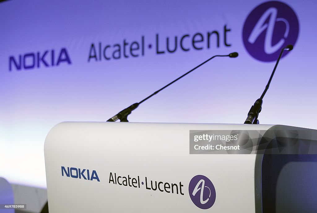 Nokia And Alcatel-Lucent hold  A Press Conference At Pavillon Gabriel In Paris