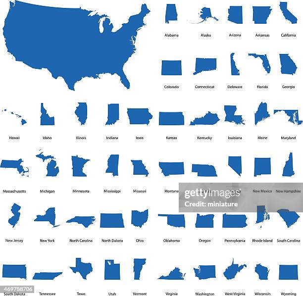 ilustrações de stock, clip art, desenhos animados e ícones de eua mapa com todos os estados - usa