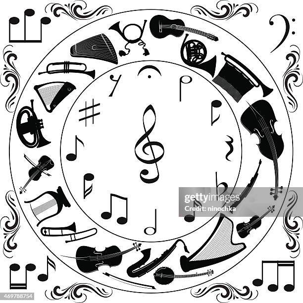 musical clock - orchestra icon stock illustrations
