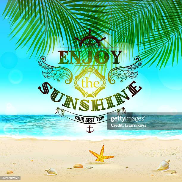 tropical background with text element - spring break beach stock illustrations