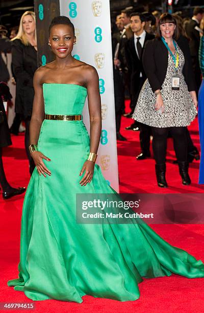 Lupita Nyong'o attends the EE British Academy Film Awards 2014 at The Royal Opera House on February 16, 2014 in London, England.