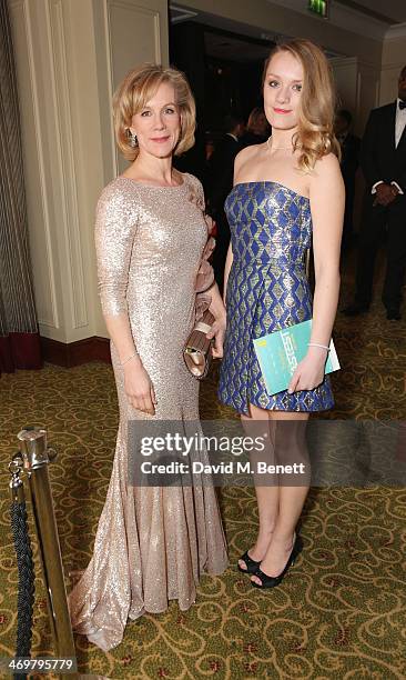 Juliet Stevenson and Rosalind Hannah Brody attend the official dinner party after the EE British Academy Film Awards at The Grosvenor House Hotel on...