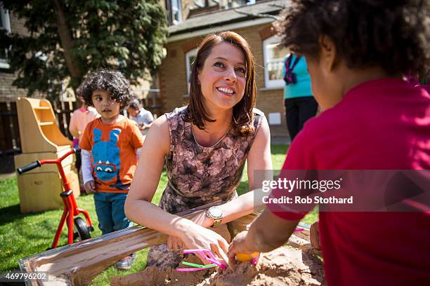 Gloria De Piero, prospective parliamentary candidate for the Labour Party in Ashfield, meets parents, children and staff at Stockwell Gardens Nursery...