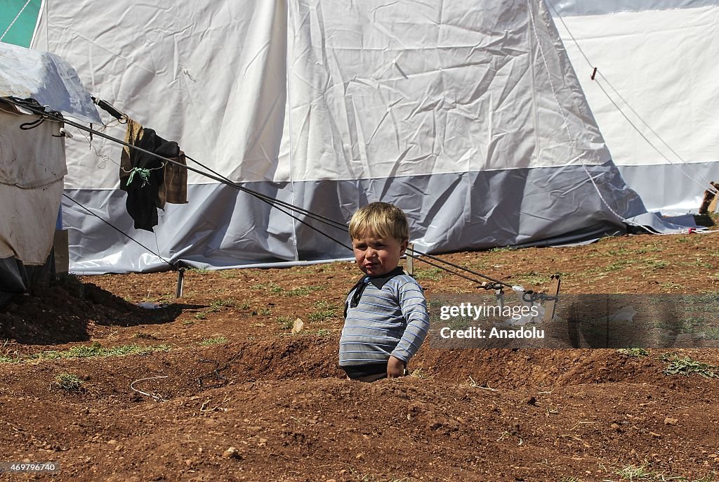 Syrian refugees at Atmeh camp in Idlib