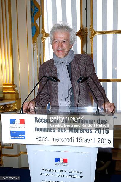 Stage Director of Nominated for "Moliere de la Comedie", "On ne se mentira jamais", Jean-Luc Moreau attends the Reception in honor of the Nominated...