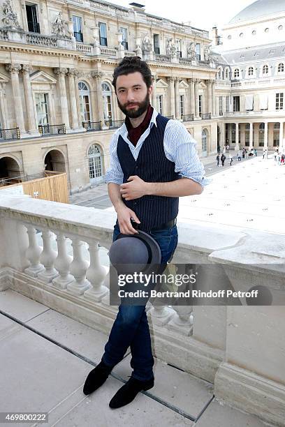 Nominated for "Moliere de la Revelation Masculine" with "Le Bonheur des Dames", Alexis Moncorge attends the Reception in honor of the Nominated...
