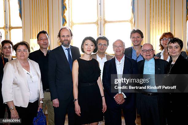President of Molieres, Jean-Marc Dumontet, French minister of Culture and Communication Fleur Pellerin and Directors of Theatres attend the Reception...