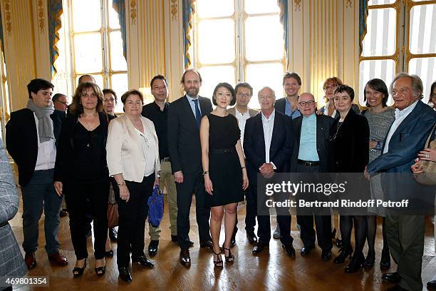 President of Molieres, Jean-Marc Dumontet, French minister of Culture and Communication Fleur Pellerin and Directors of Theatres attend the Reception...