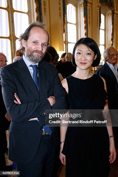 President of Molieres, Jean-Marc Dumontet and French minister of Culture and Communication Fleur Pellerin attend the Reception in honor of the...