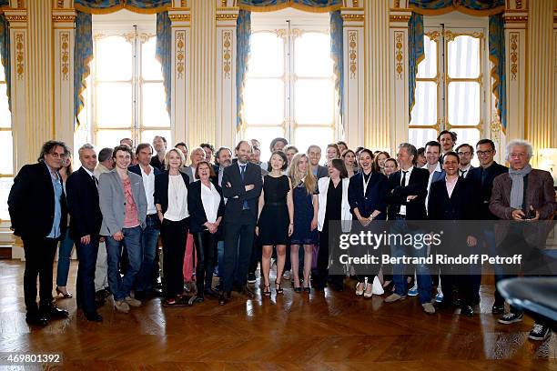 President of Molieres, Jean-Marc Dumontet, French minister of Culture and Communication Fleur Pellerin and all the nominated attend the Reception in...