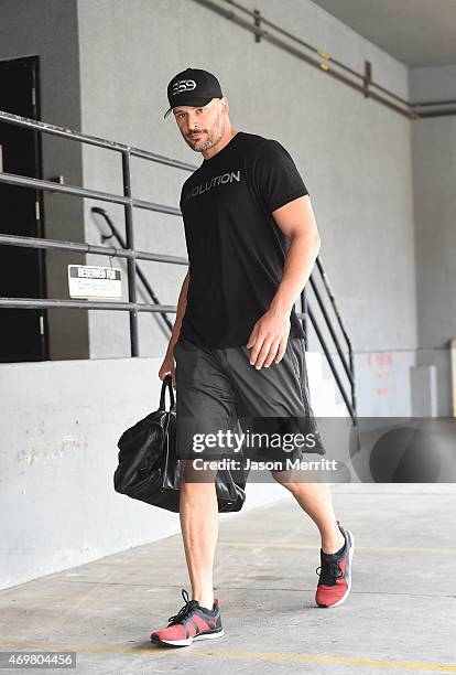 Actor Joe Manganiello spotted leaving the gym on April 15, 2015 in Los Angeles, California.