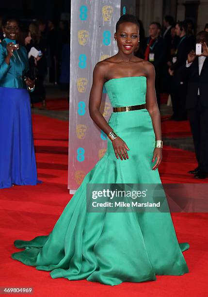 Lupita Nyong'o attends the EE British Academy Film Awards 2014 at The Royal Opera House on February 16, 2014 in London, England.