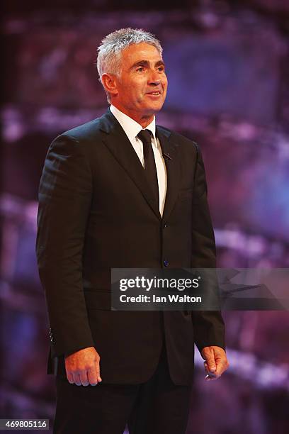 Laureus World Sports Academy member Mick Doohan onstage during the 2015 Laureus World Sports Awards show at the Shanghai Grand Theatre on April 15,...