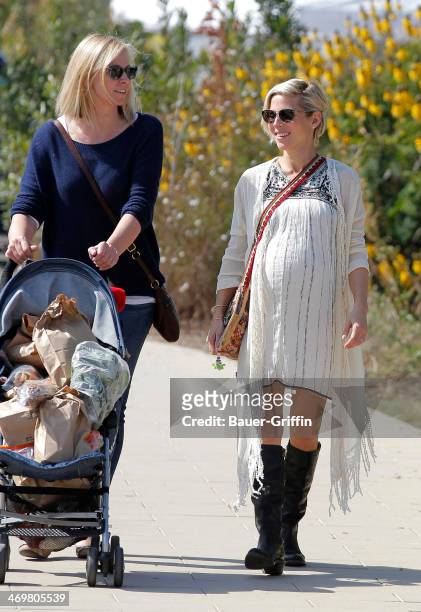 Elsa Pataky is seen at a farmers market with her mother-in-law Leonie Hemsworth on February 16, 2014 in Los Angeles, California.