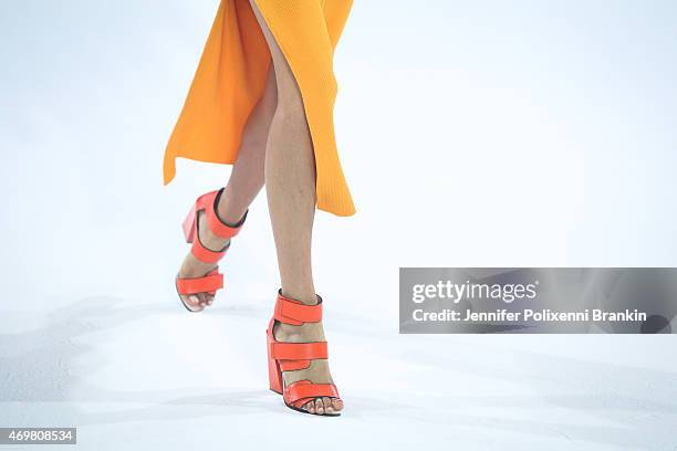 Model walks the runway during the Manning Cartell show at Mercedes-Benz Fashion Week Australia 2015 at Elston Room & Bay 25, Carriageworks on April...