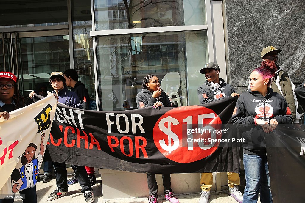 Fast Food Workers Stage Nationwide Protests For Higher Wages