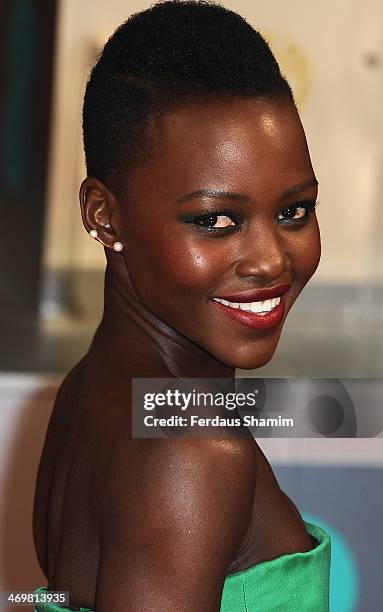 Lupita Nyong'o attends the EE British Academy Film Awards 2014 at The Royal Opera House on February 16, 2014 in London, England.