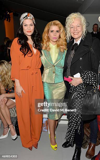 Jessie J, Paloma Faith and Ellen Von Unwerth attend the Vivienne Westwood Red Label show at London Fashion Week AW14 at the BFC Courtyard Showspace...