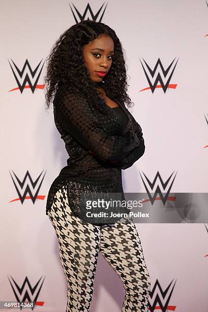 Naomi is pictured on the red carpet prior to the WWE Live event at O2 World on April 15, 2015 in Hamburg, Germany.
