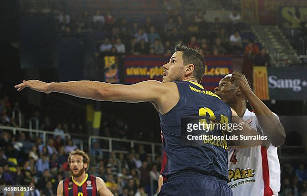 Bostjan Nachbar, #34 of FC Barcelona , #34 of FC Barcelona in action during the 2014-2015 Turkish Airlines Euroleague Basketball Play Off Game 1...