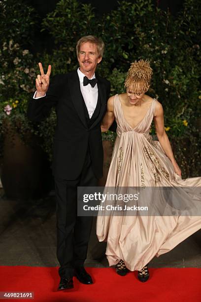 Matthew Modine and Caridad Rivera attend an official dinner party after the EE British Academy Film Awards at The Grosvenor House Hotel on February...