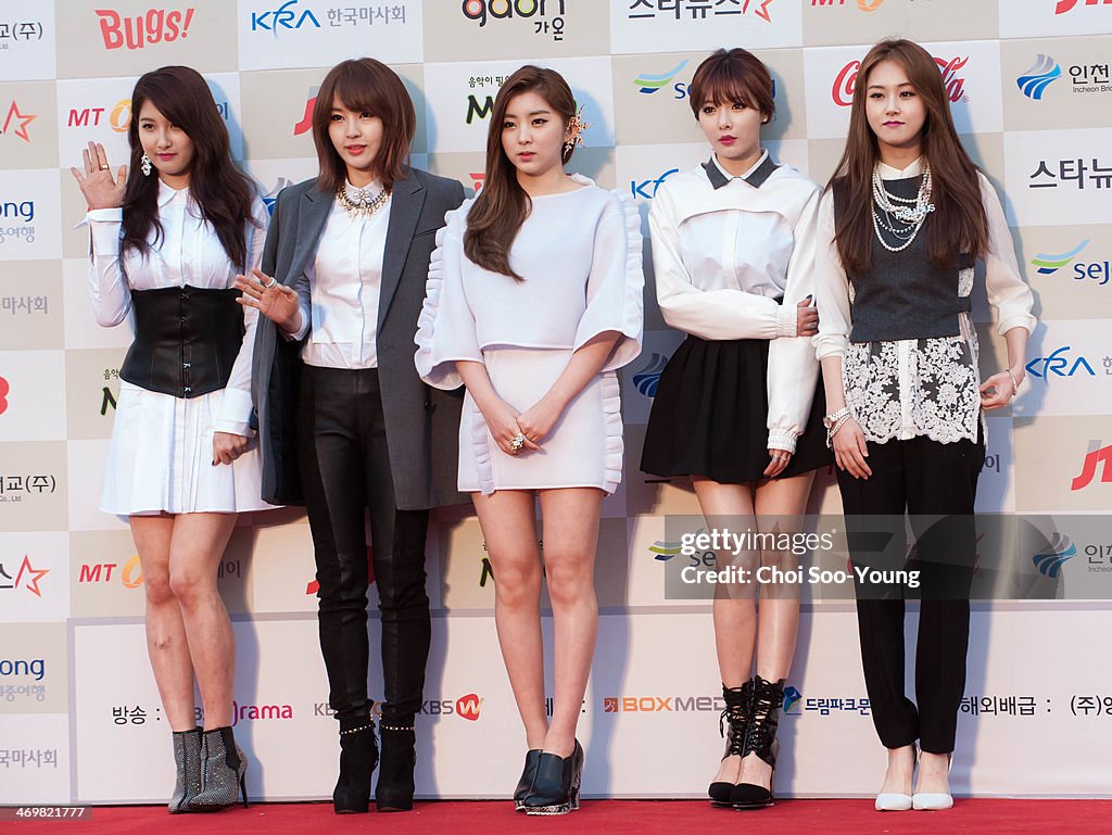 4minute attend the Gaon Chart Kpop Awards at Olympic Park on... News
