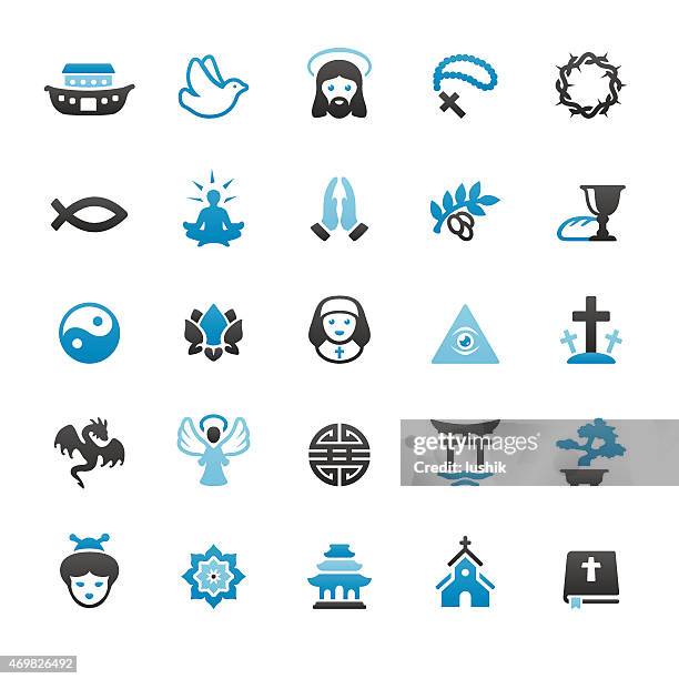 religion related vector icons - torii gate stock illustrations