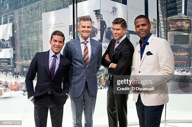 Calloway interviews Fredrik Eklund, Ryan Serhant, and Luis D. Ortiz of "Million Dollar Listing New York" during their visit to "Extra" at their New...