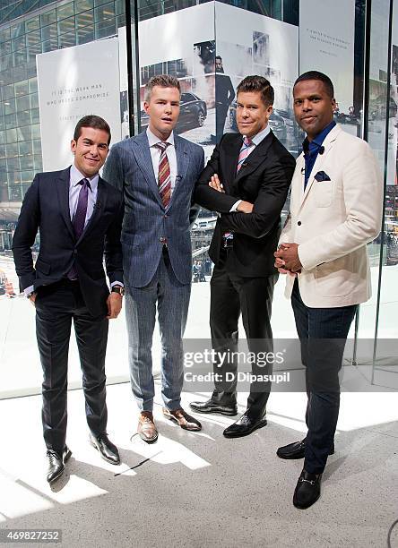 Calloway interviews Fredrik Eklund, Ryan Serhant, and Luis D. Ortiz of "Million Dollar Listing New York" during their visit to "Extra" at their New...