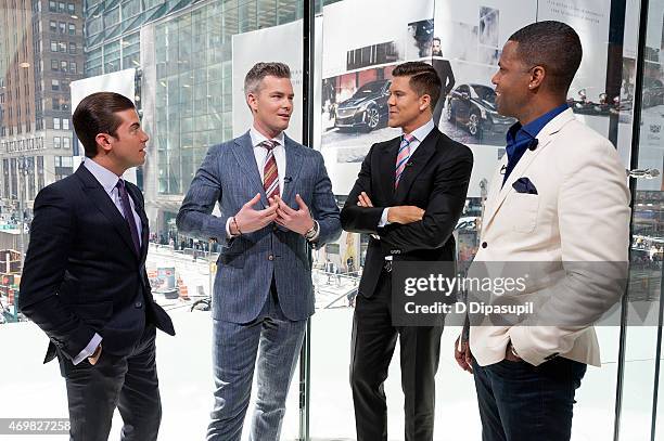 Calloway interviews Fredrik Eklund, Ryan Serhant, and Luis D. Ortiz of "Million Dollar Listing New York" during their visit to "Extra" at their New...