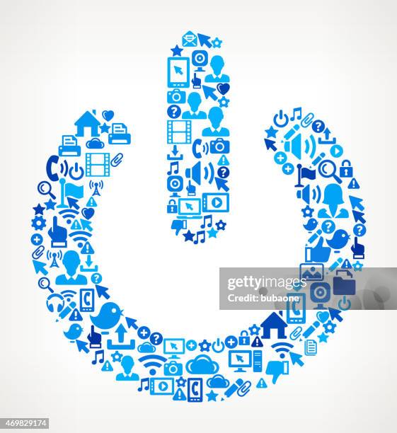 power button on vector technology pattern background - voice activated technology stock illustrations