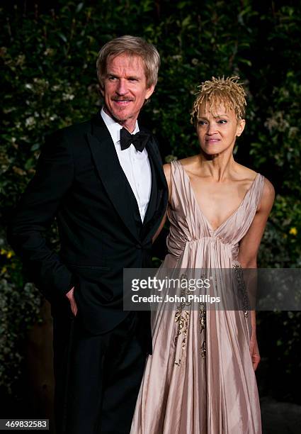 Matthew Modine and Caridad Rivera attend an official dinner party after the EE British Academy Film Awards at The Grosvenor House Hotel on February...