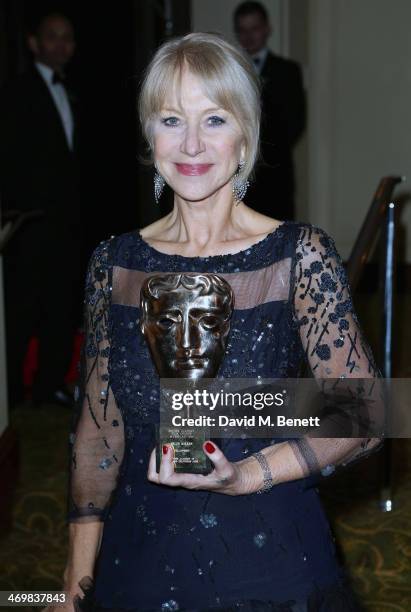 Dame Helen Mirren attends the official dinner party after the EE British Academy Film Awards at The Grosvenor House Hotel on February 16, 2014 in...