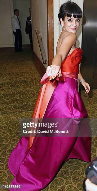 Lily Allen attends the official dinner party after the EE British Academy Film Awards at The Grosvenor House Hotel on February 16, 2014 in London,...