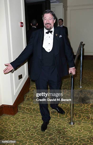 Stephen Fry attends the official dinner party after the EE British Academy Film Awards at The Grosvenor House Hotel on February 16, 2014 in London,...